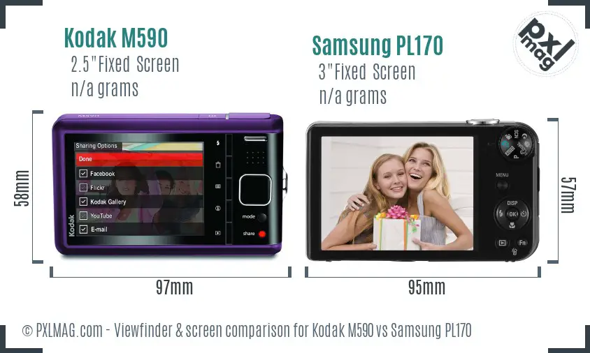 Kodak M590 vs Samsung PL170 Screen and Viewfinder comparison Kodak M590 vs Samsung PL170 Screen and Viewfinder comparison