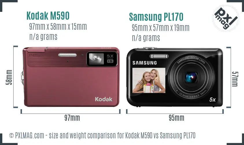 Kodak M590 vs Samsung PL170 size comparison Kodak M590 vs Samsung PL170 size comparison