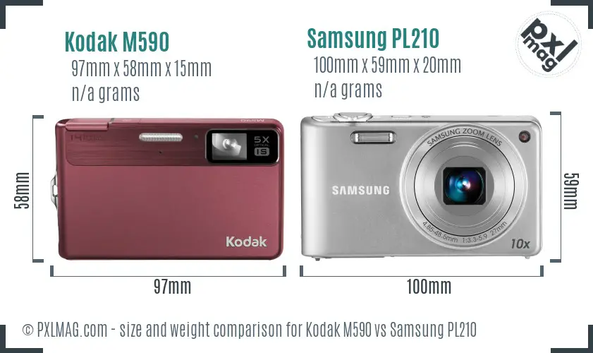 Kodak M590 vs Samsung PL210 size comparison