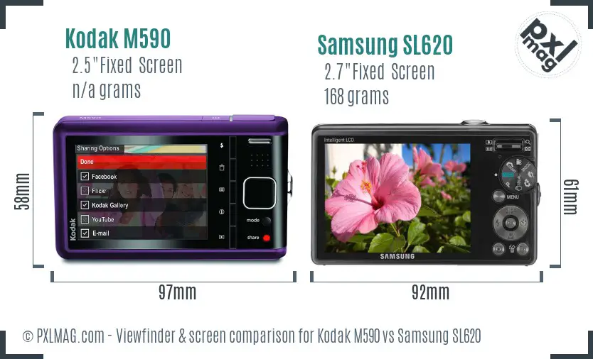 Kodak M590 vs Samsung SL620 Screen and Viewfinder comparison Kodak M590 vs Samsung SL620 Screen and Viewfinder comparison