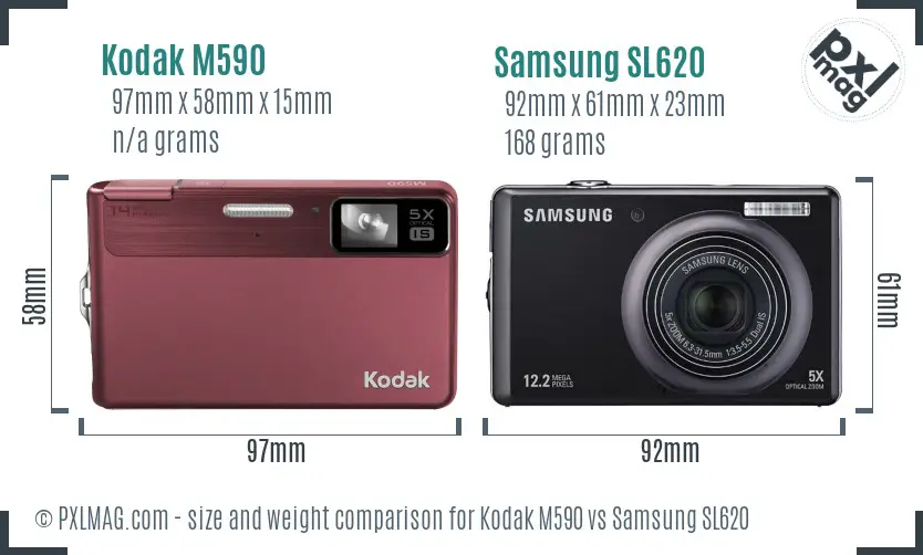 Kodak M590 vs Samsung SL620 size comparison Kodak M590 vs Samsung SL620 size comparison
