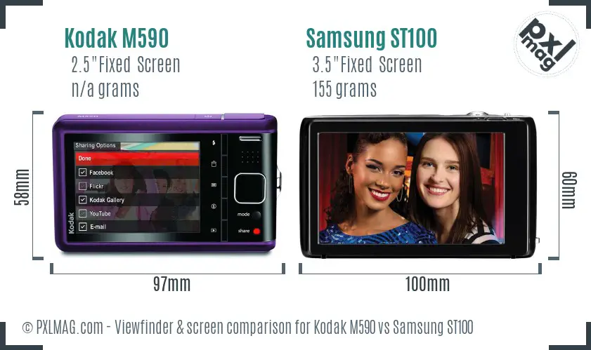 Kodak M590 vs Samsung ST100 Screen and Viewfinder comparison Kodak M590 vs Samsung ST100 Screen and Viewfinder comparison