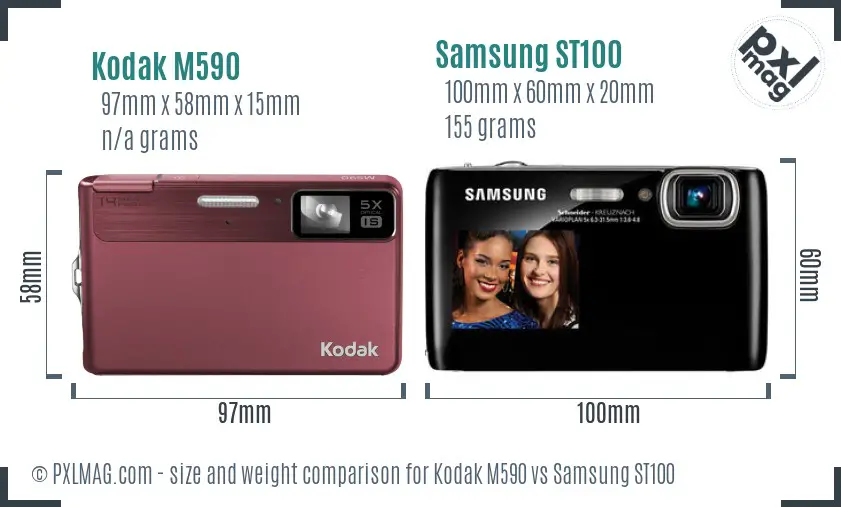 Kodak M590 vs Samsung ST100 size comparison Kodak M590 vs Samsung ST100 size comparison