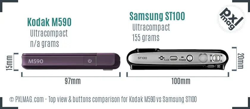 Kodak M590 vs Samsung ST100 top view buttons comparison Kodak M590 vs Samsung ST100 top view buttons comparison
