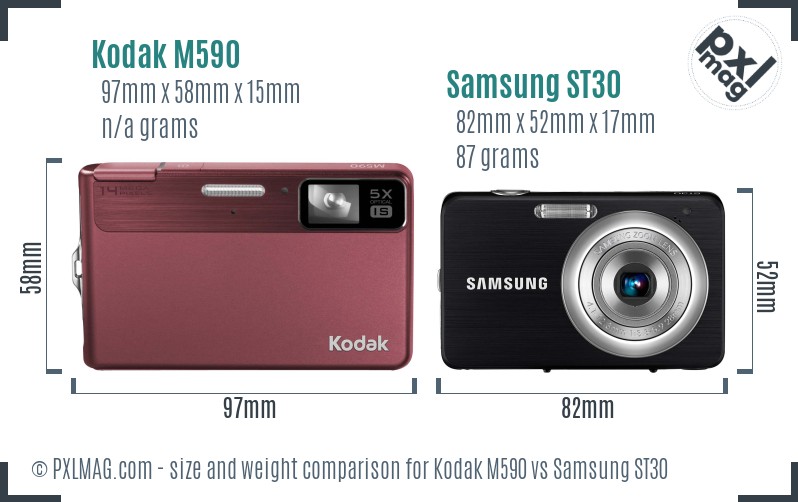 Kodak M590 vs Samsung ST30 size comparison