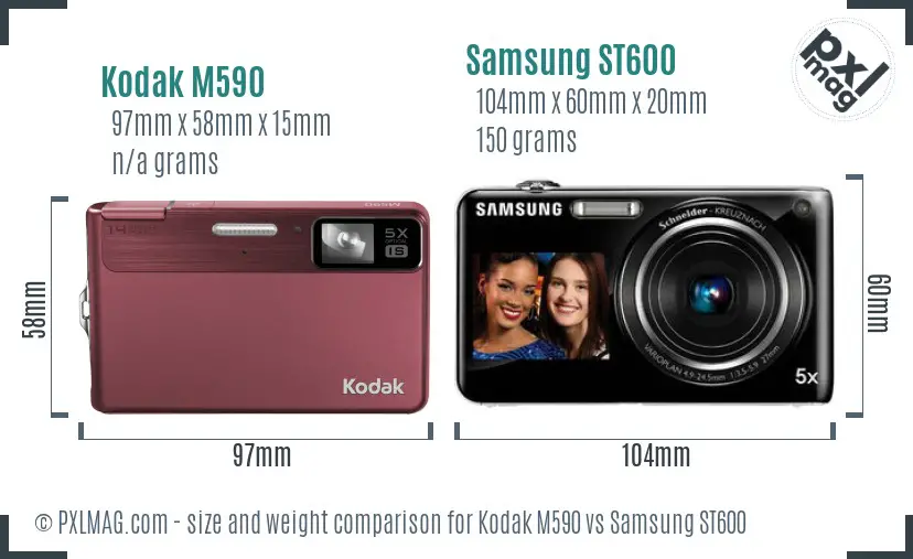 Kodak M590 vs Samsung ST600 size comparison