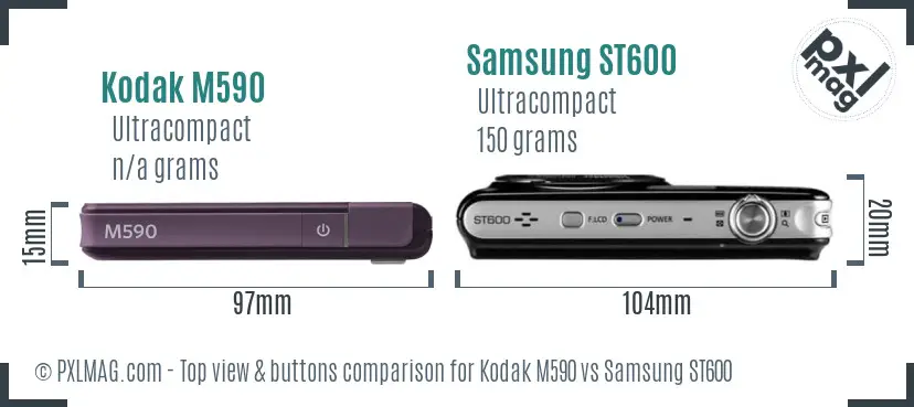Kodak M590 vs Samsung ST600 top view buttons comparison