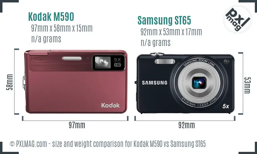Kodak M590 vs Samsung ST65 size comparison