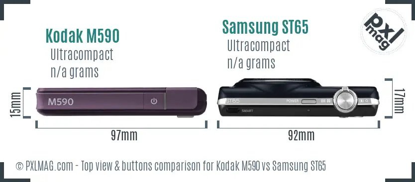 Kodak M590 vs Samsung ST65 top view buttons comparison