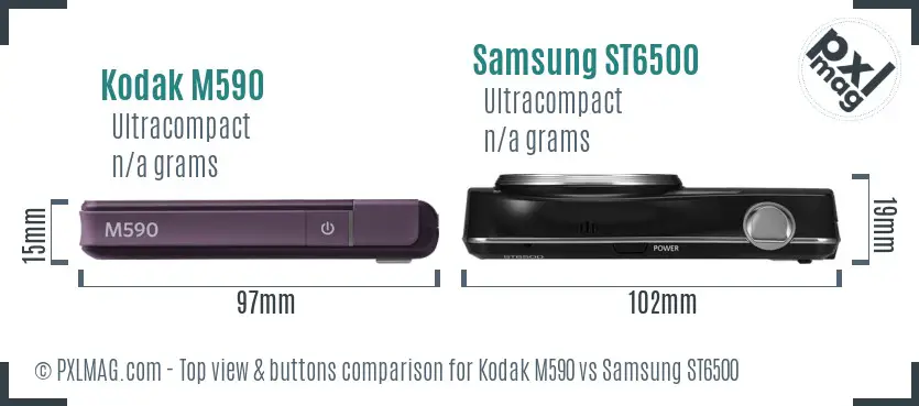 Kodak M590 vs Samsung ST6500 top view buttons comparison