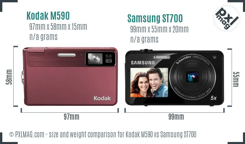 Kodak M590 vs Samsung ST700 size comparison