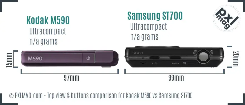Kodak M590 vs Samsung ST700 top view buttons comparison