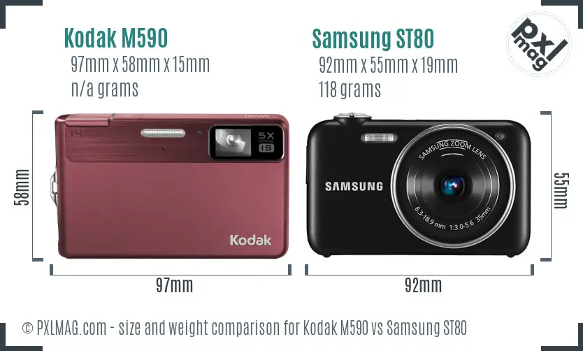 Kodak M590 vs Samsung ST80 size comparison