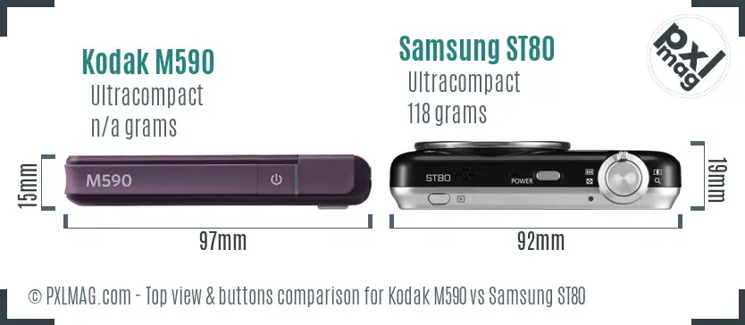 Kodak M590 vs Samsung ST80 top view buttons comparison