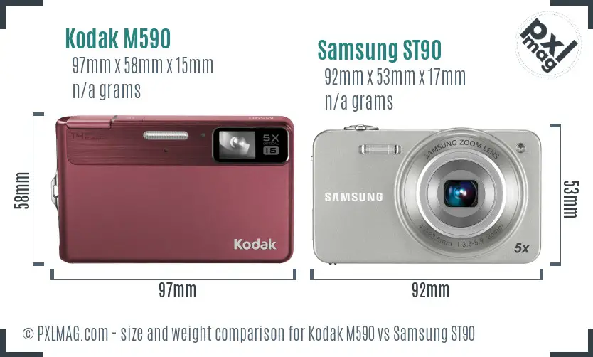 Kodak M590 vs Samsung ST90 size comparison
