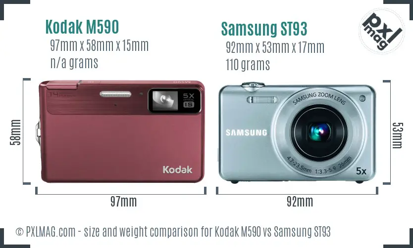 Kodak M590 vs Samsung ST93 size comparison