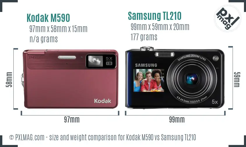 Kodak M590 vs Samsung TL210 size comparison