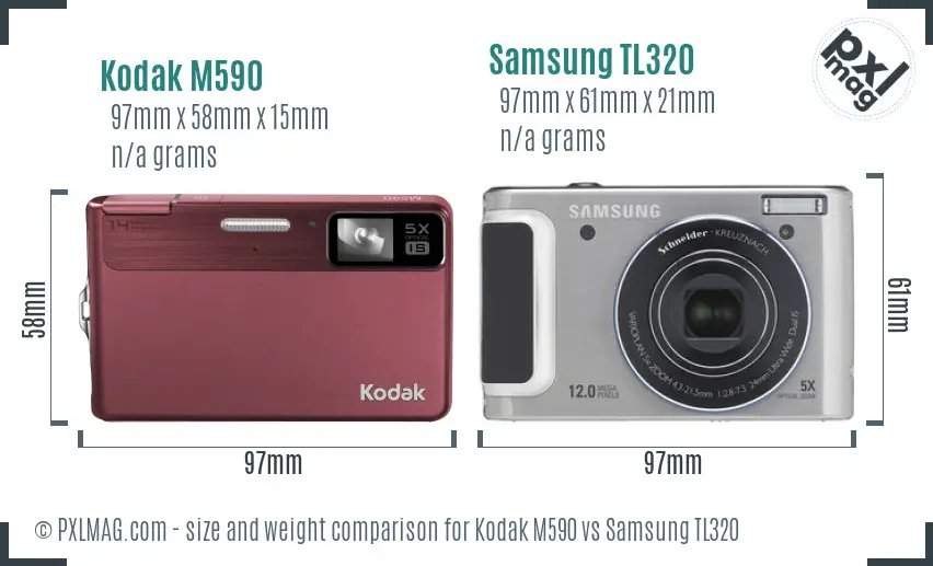 Kodak M590 vs Samsung TL320 size comparison Kodak M590 vs Samsung TL320 size comparison