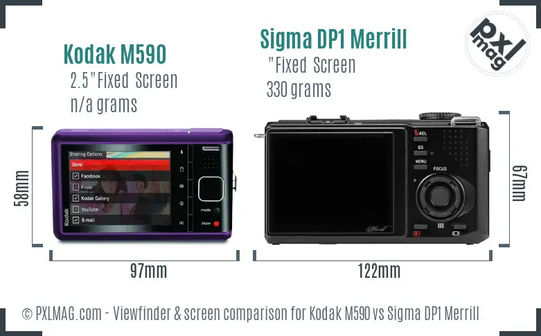 Kodak M590 vs Sigma DP1 Merrill Screen and Viewfinder comparison