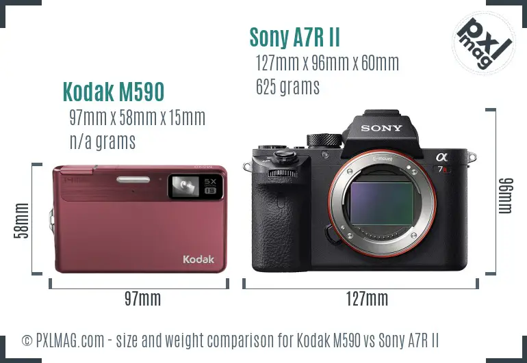Kodak M590 vs Sony A7R II size comparison