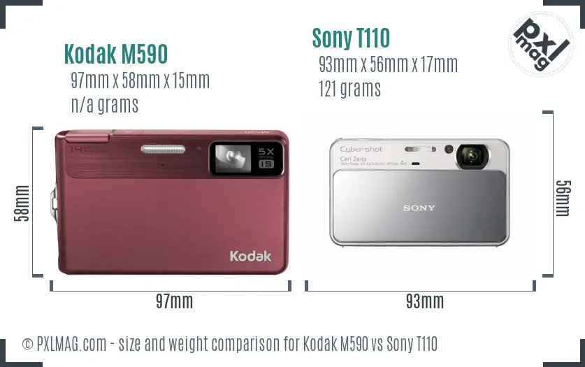 Kodak M590 vs Sony T110 size comparison