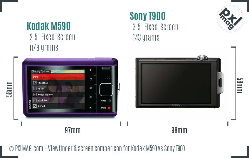 Kodak M590 vs Sony T900 Screen and Viewfinder comparison