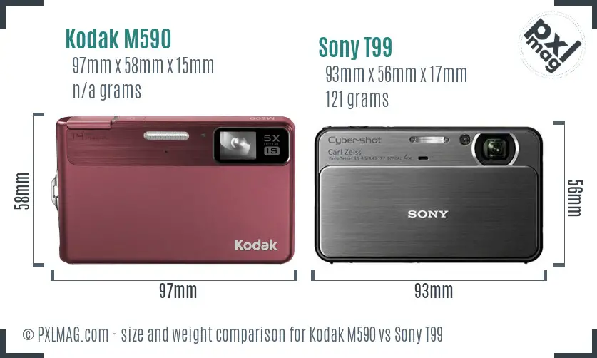 Kodak M590 vs Sony T99 size comparison Kodak M590 vs Sony T99 size comparison