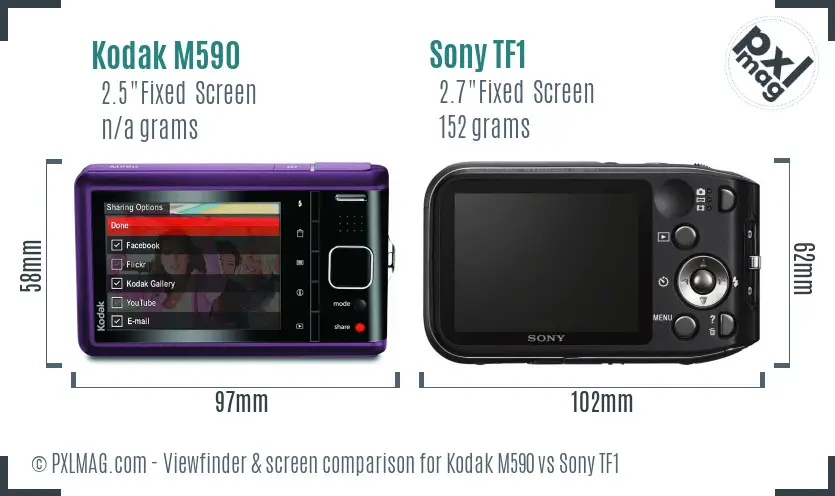 Kodak M590 vs Sony TF1 Screen and Viewfinder comparison