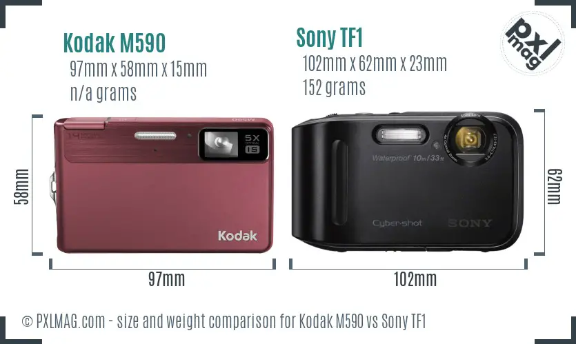 Kodak M590 vs Sony TF1 size comparison