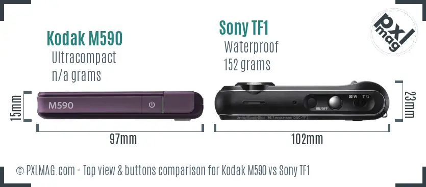 Kodak M590 vs Sony TF1 top view buttons comparison
