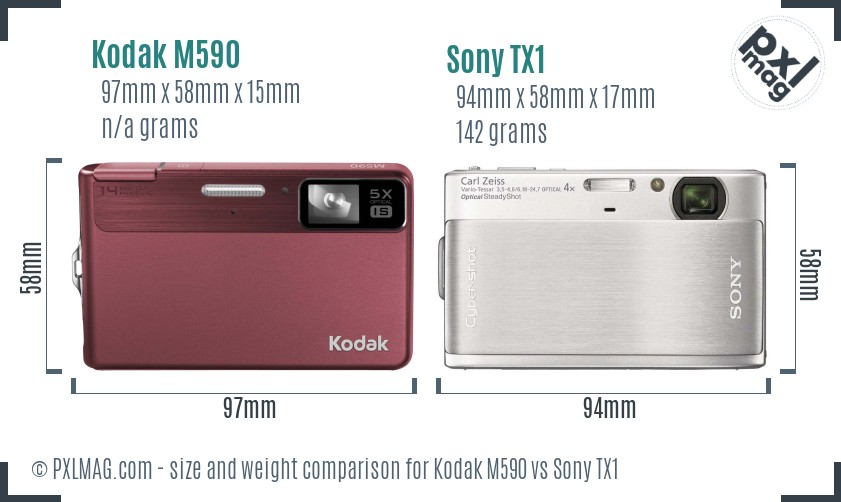 Kodak M590 vs Sony TX1 size comparison