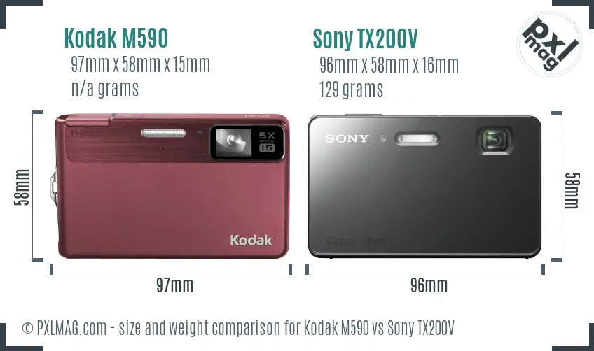 Kodak M590 vs Sony TX200V size comparison