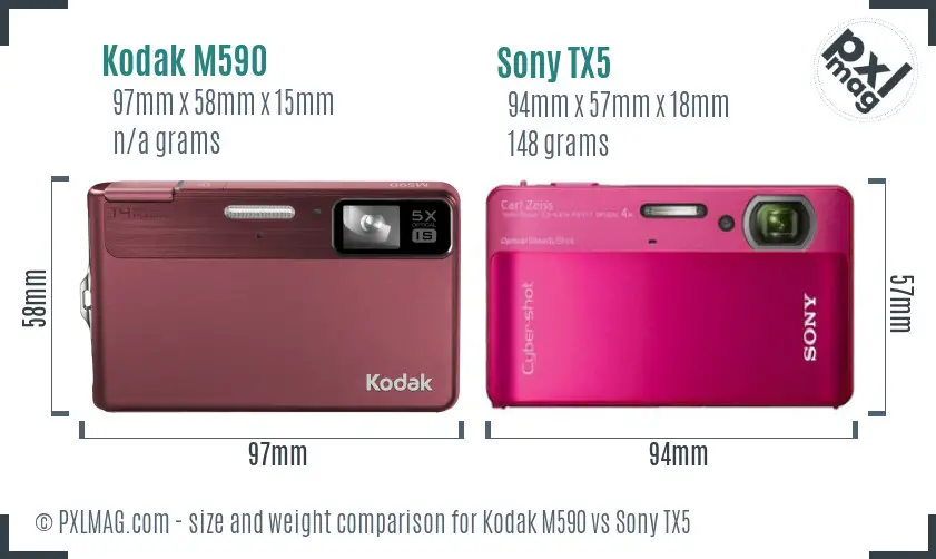 Kodak M590 vs Sony TX5 size comparison