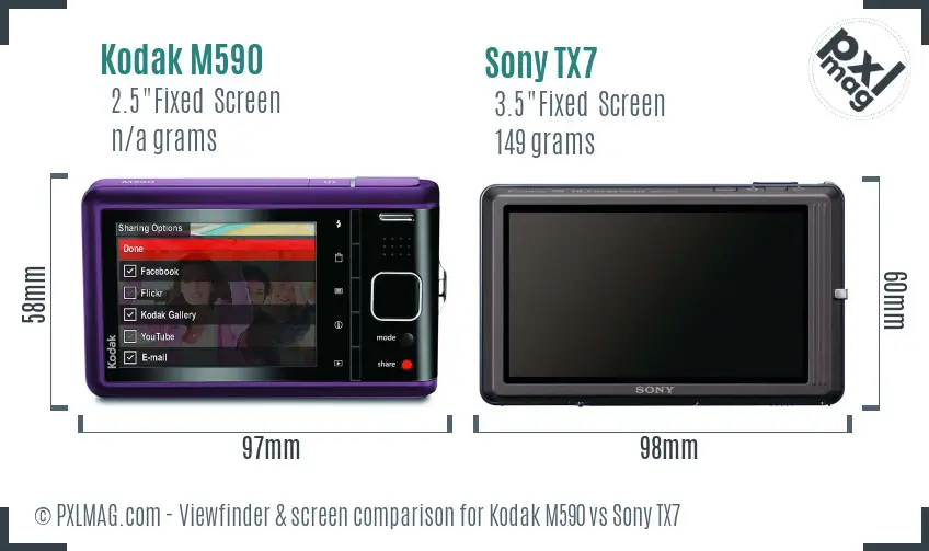 Kodak M590 vs Sony TX7 Screen and Viewfinder comparison
