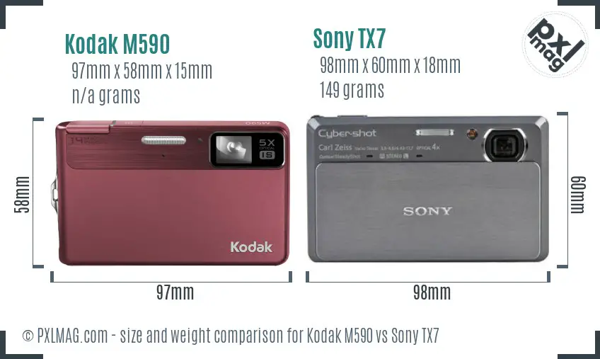 Kodak M590 vs Sony TX7 size comparison