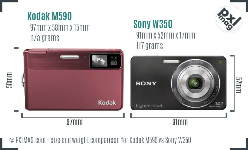 Kodak M590 vs Sony W350 size comparison Kodak M590 vs Sony W350 size comparison