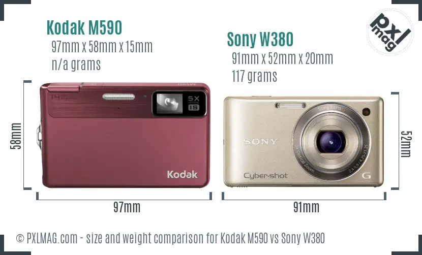 Kodak M590 vs Sony W380 size comparison Kodak M590 vs Sony W380 size comparison