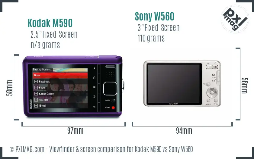 Kodak M590 vs Sony W560 Screen and Viewfinder comparison Kodak M590 vs Sony W560 Screen and Viewfinder comparison