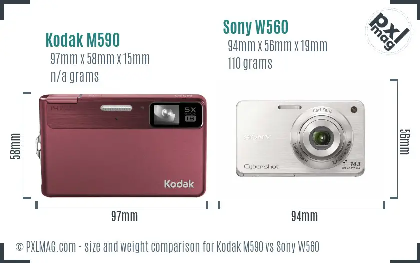 Kodak M590 vs Sony W560 size comparison Kodak M590 vs Sony W560 size comparison