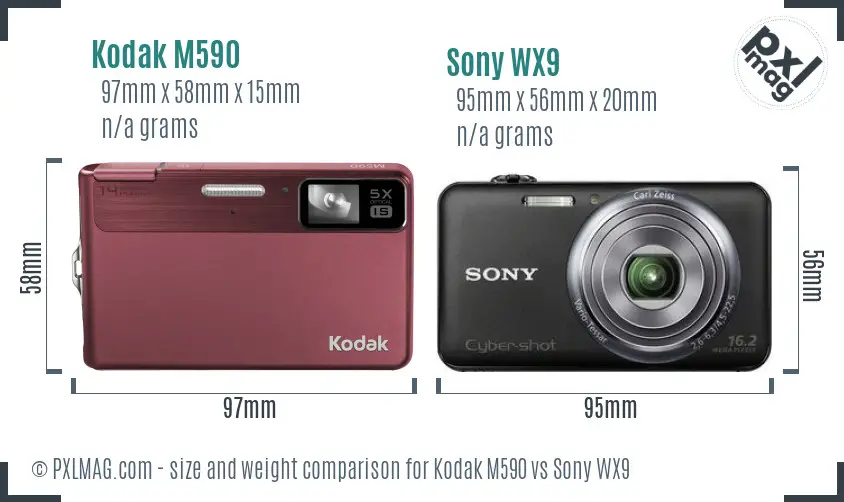 Kodak M590 vs Sony WX9 size comparison