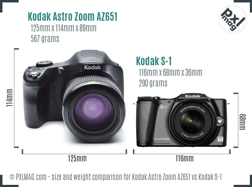 Kodak Astro Zoom AZ651 vs Kodak S-1 size comparison