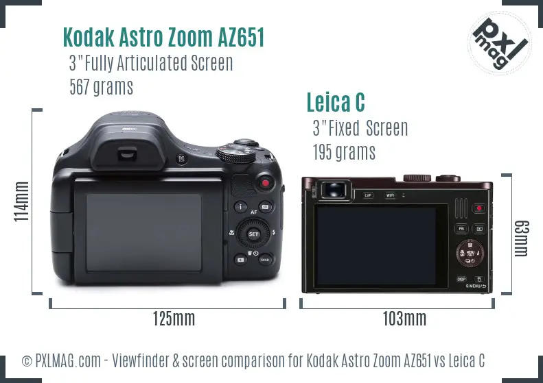 Kodak Astro Zoom AZ651 vs Leica C Screen and Viewfinder comparison Kodak Astro Zoom AZ651 vs Leica C Screen and Viewfinder comparison