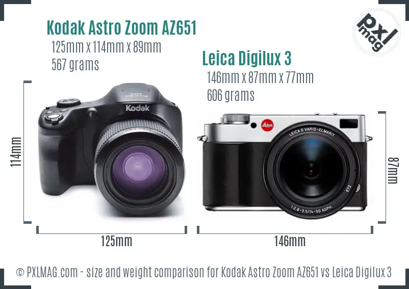 Kodak Astro Zoom AZ651 vs Leica Digilux 3 size comparison Kodak Astro Zoom AZ651 vs Leica Digilux 3 size comparison