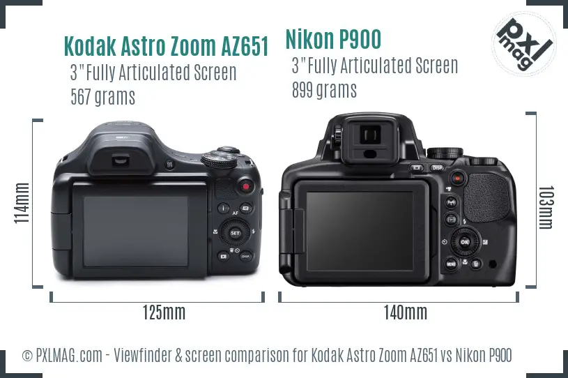 Kodak Astro Zoom AZ651 vs Nikon P900 Screen and Viewfinder comparison Kodak Astro Zoom AZ651 vs Nikon P900 Screen and Viewfinder comparison