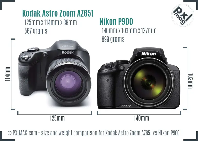 Kodak Astro Zoom AZ651 vs Nikon P900 size comparison Kodak Astro Zoom AZ651 vs Nikon P900 size comparison