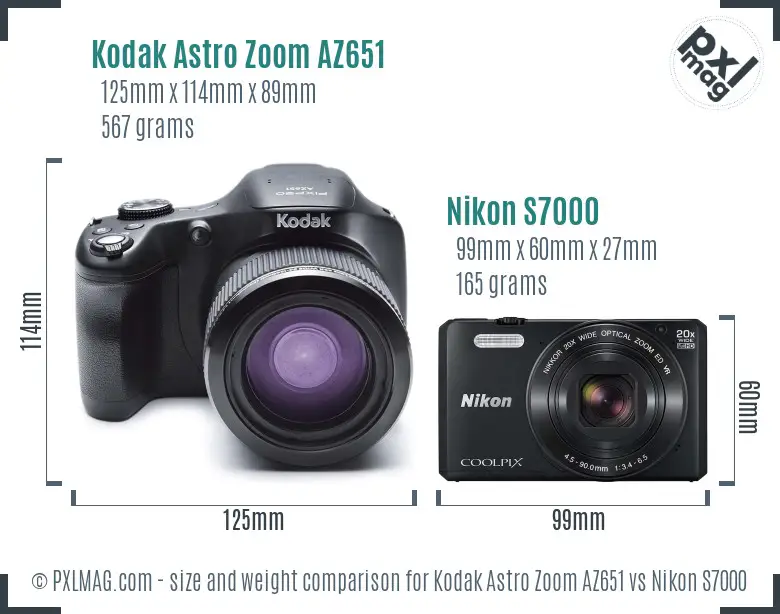 Kodak Astro Zoom AZ651 vs Nikon S7000 size comparison Kodak Astro Zoom AZ651 vs Nikon S7000 size comparison
