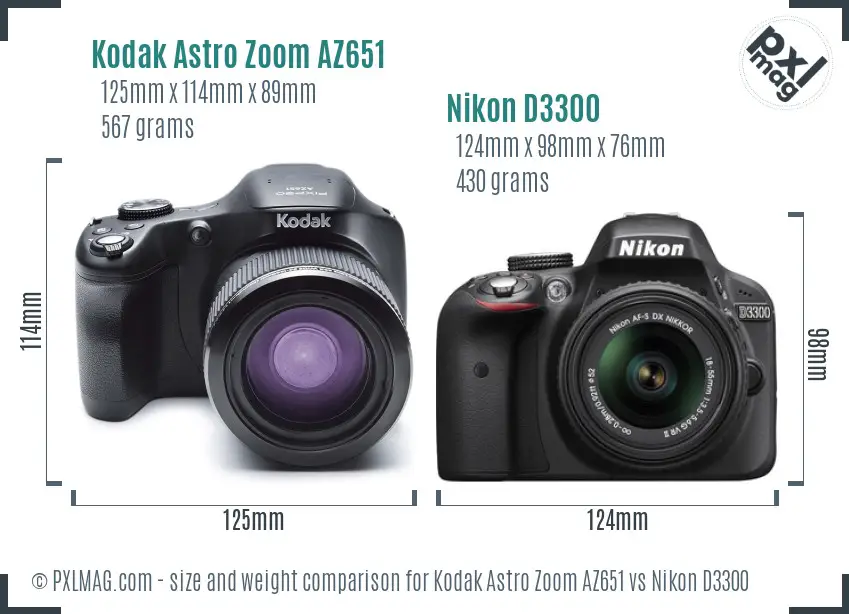 Kodak Astro Zoom AZ651 vs Nikon D3300 size comparison Kodak Astro Zoom AZ651 vs Nikon D3300 size comparison