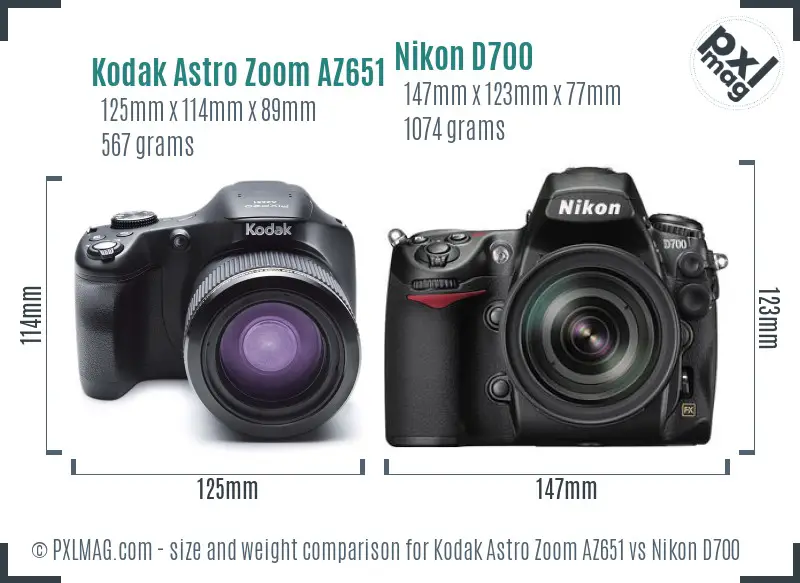 Kodak Astro Zoom AZ651 vs Nikon D700 size comparison Kodak Astro Zoom AZ651 vs Nikon D700 size comparison