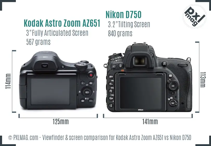 Kodak Astro Zoom AZ651 vs Nikon D750 Screen and Viewfinder comparison Kodak Astro Zoom AZ651 vs Nikon D750 Screen and Viewfinder comparison