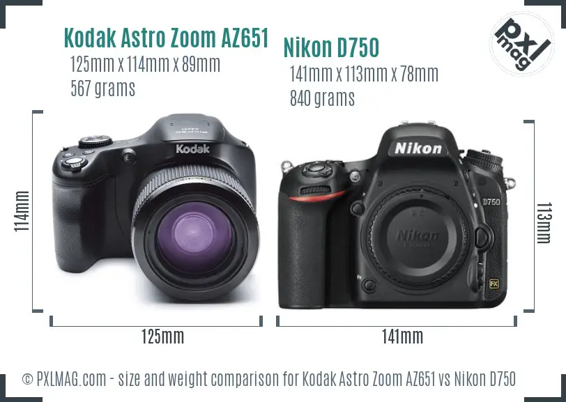 Kodak Astro Zoom AZ651 vs Nikon D750 size comparison Kodak Astro Zoom AZ651 vs Nikon D750 size comparison